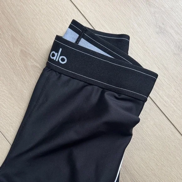 ALO Black Leggings with White Accents - Picture 2 of 7
